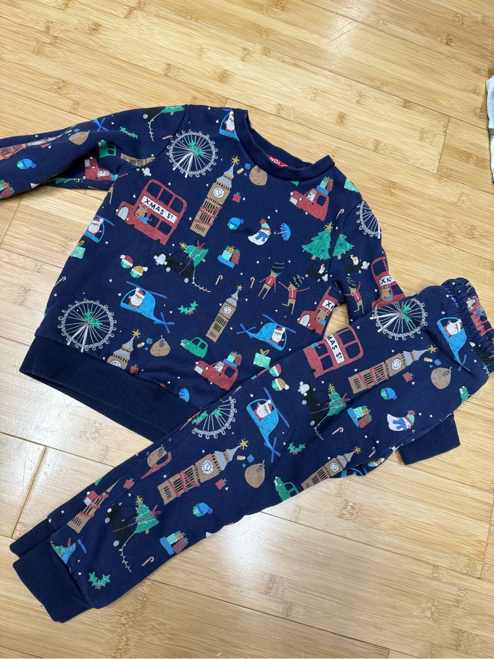 F&F Navy Blue London Holiday Kids Pajama Set
